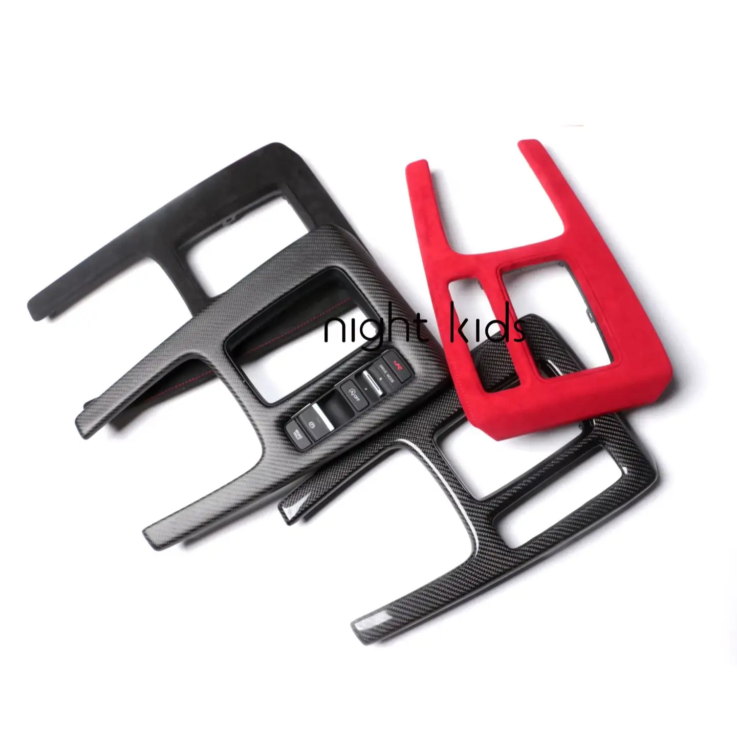 Night Kids Carbon Fiber and Suede Center Console Panel, Gear Shift Bezel Panel for Honda FL5 TYPER