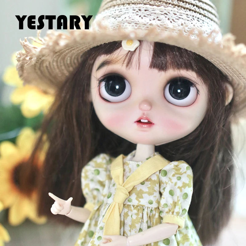 

YESTARY BJD Clothing 1/6 Doll Accessories Toys Blue Floral Dress Obitsu 24 Doll Clothes DIY Fashion Yellow Dress For Doll Gift