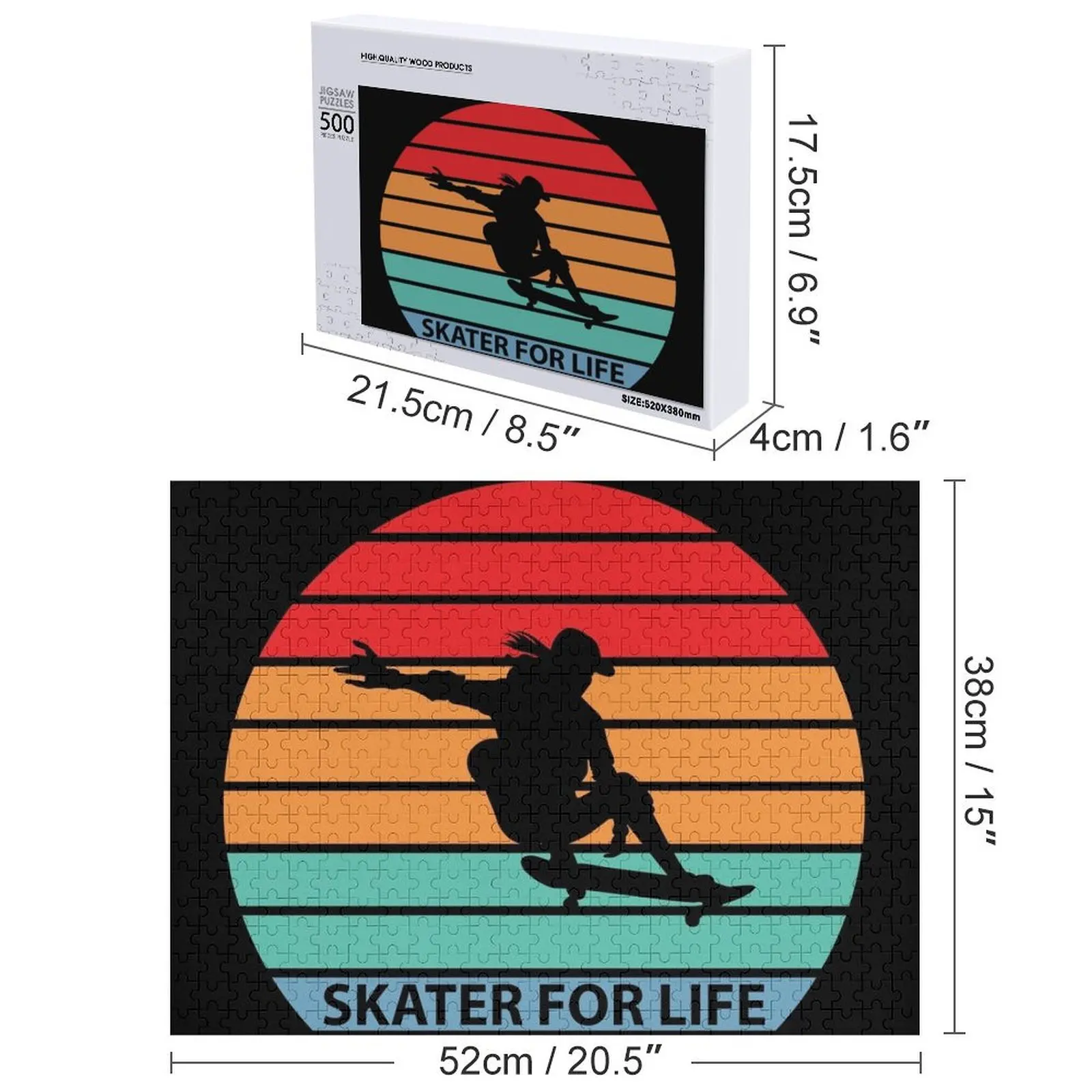 레트로 스케이트보드 선물 - 스케이터 포 라이프 직소 퍼즐 사진 맞춤 사진 나무 사진 맞춤형 퍼즐