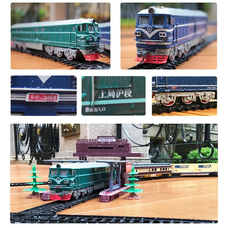 XFDE Kids Simulation 1:87 Alloy Internal-Combustion Locomotive Model Toy Acousto-Optic Train Toys for Children Gift(B)