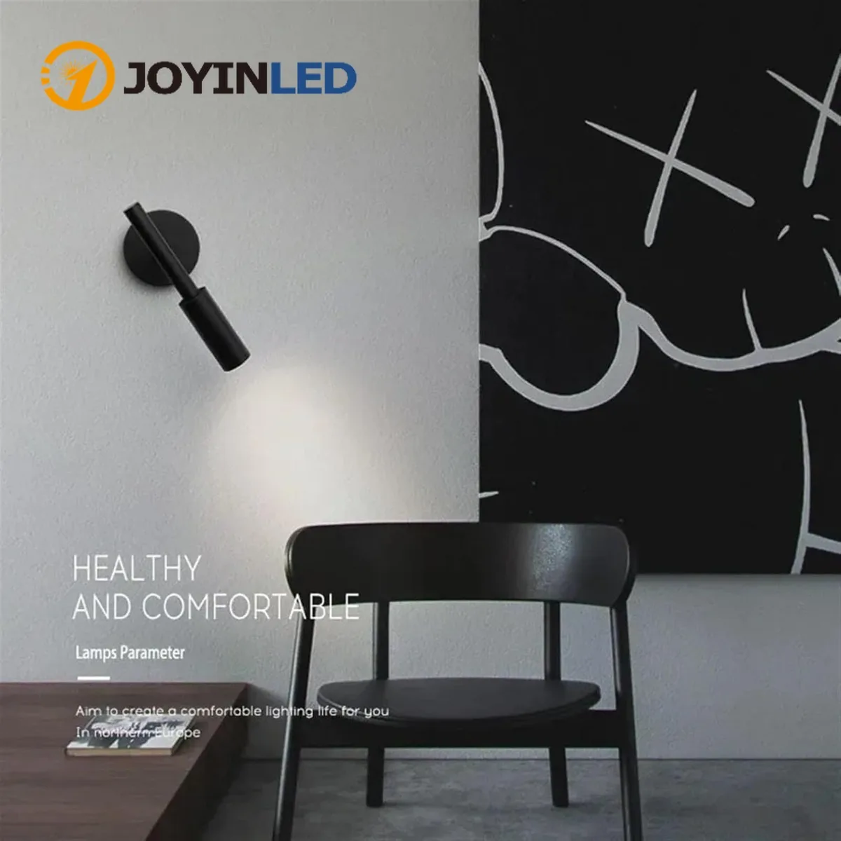 

JOYINLED Modern Scandinavian Wall Lamp, Adjustable Aluminum LED Reading Light, Minimalist Bedside Sconce for Bedroom Living Room