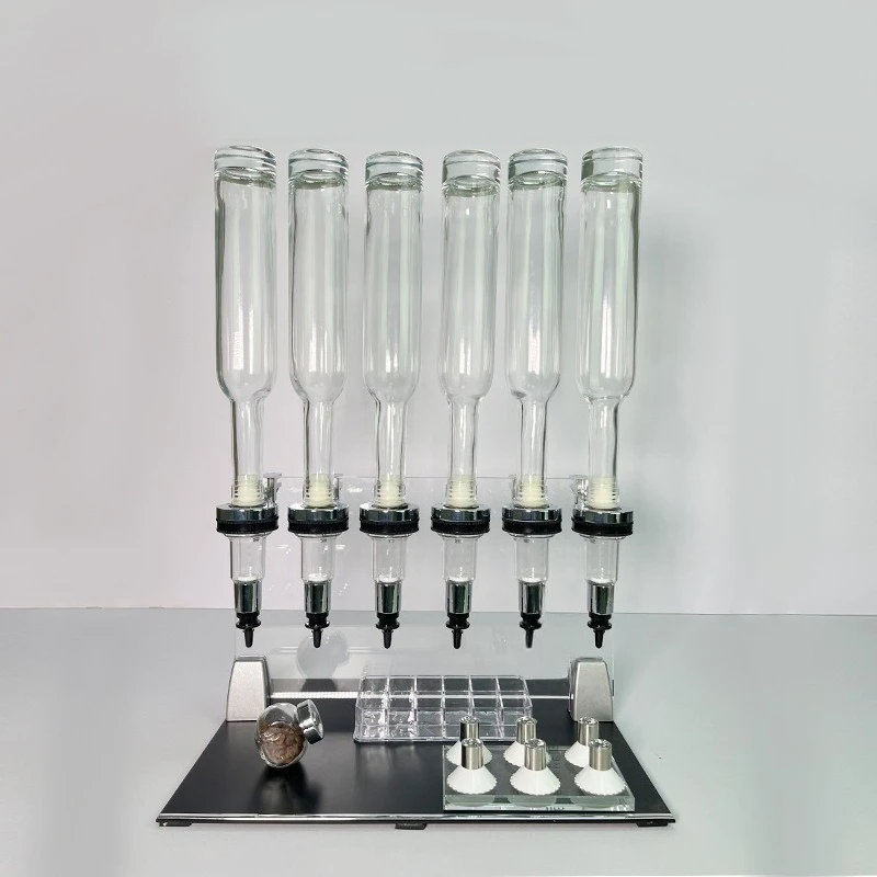 Six Pumps 375ml Dispenser Perfume Display Set Acrylic Display Stand