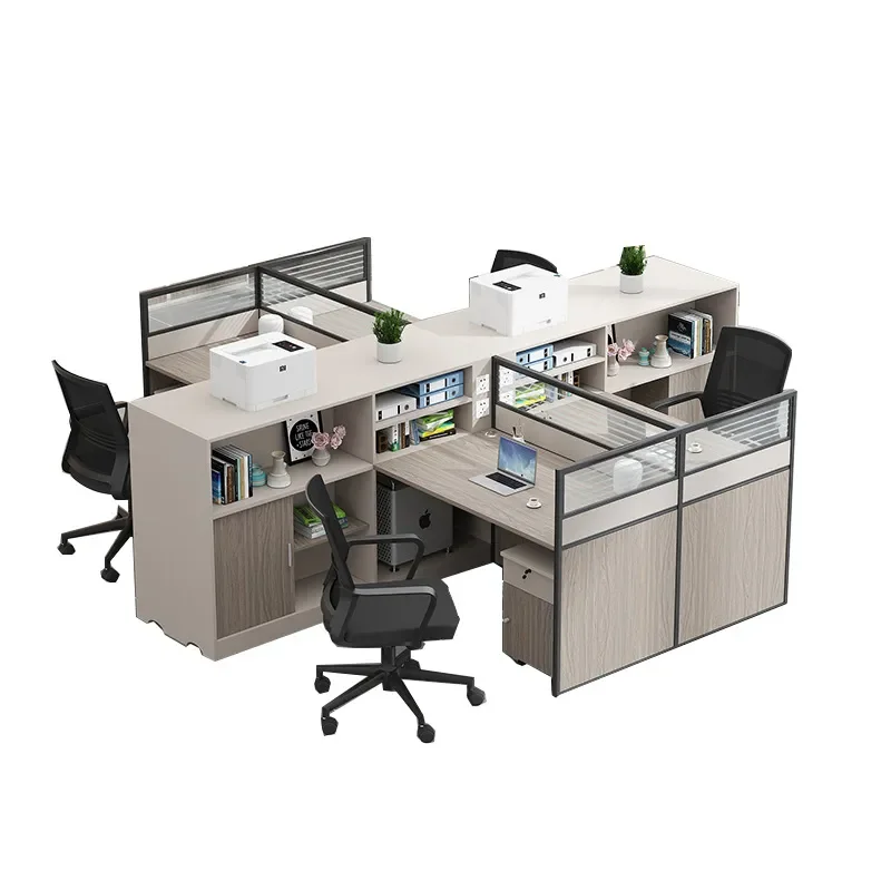 for Finance Desk Simple Modern Staff Office Desk and Chair Combination Double 6 Human Seat Desk Sub-office