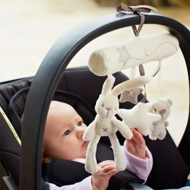 เด็กแขวน Rattle ของเล่น 0 12 เดือนกระต่ายหมีกิจกรรมเปลรถเข็นเด็กของเล่น Pram แขวนจี้ Bell Plush Appease ตุ๊กตา