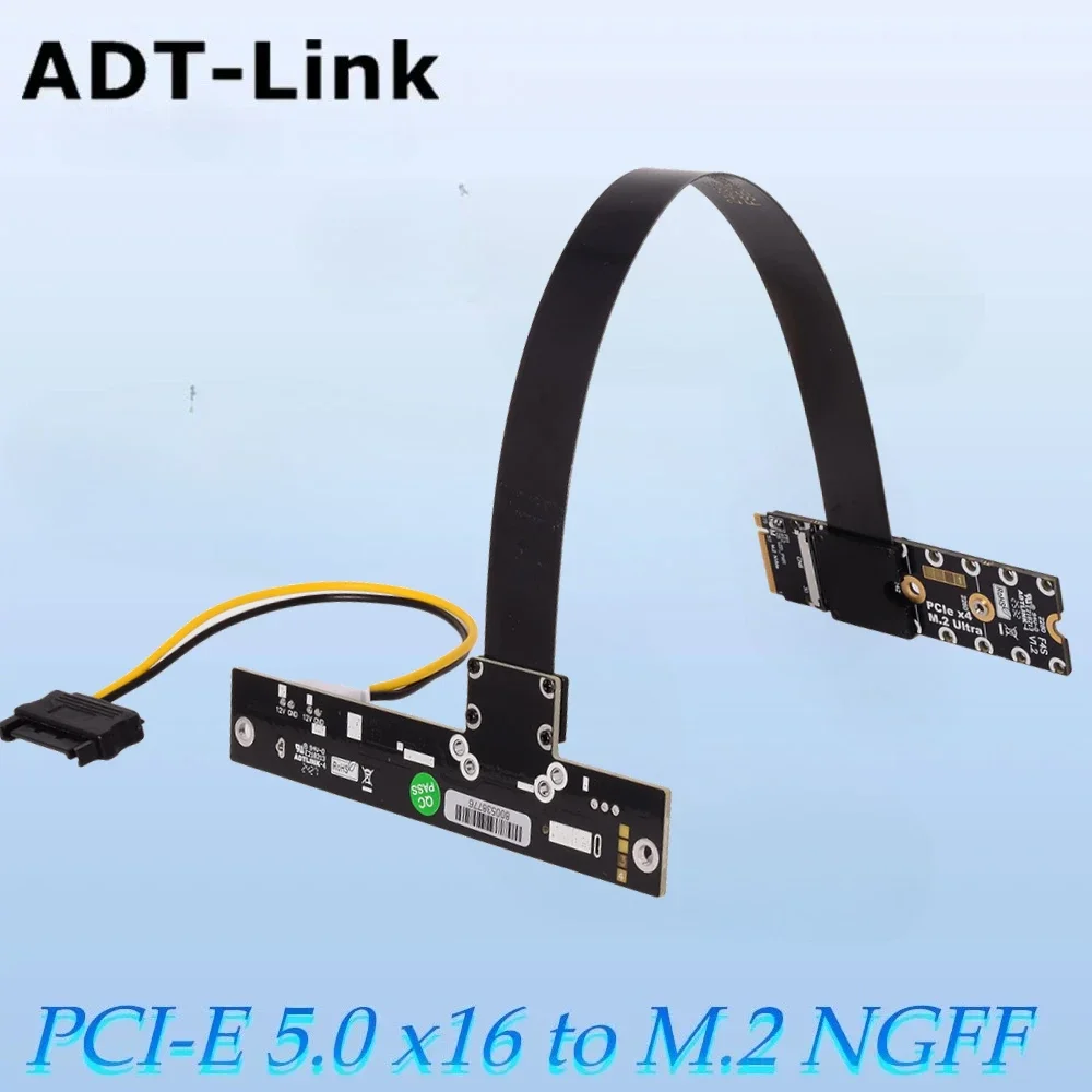 ADT M.2 NVMe to PCIe 5.0 X16 Extension Gen 5 Riser Adapter Cable FFC Bending Board NGFF Interface for PCI Express Expansion EGPU