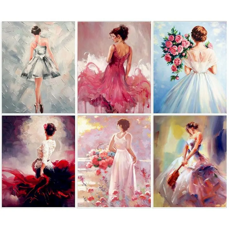 

CHENISTORY Frame Diy Painting By Numbers Kit Women Handicrafts Paint Canvas Number Flowers Painting Picture For Home Decors