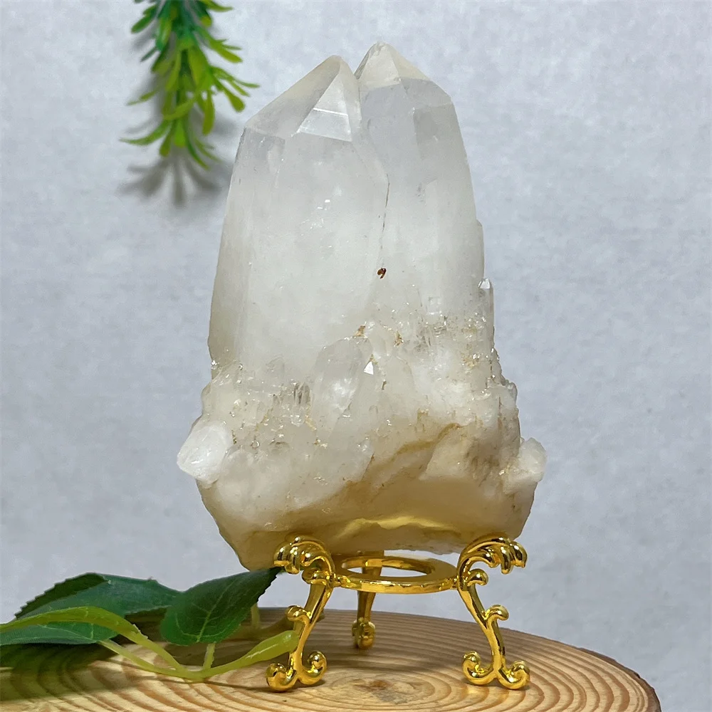Natural Crystal Clear Quartz Cluster Witchcraft Specimen Stone Quartz Gemstone Healing Mineral Specimen Home Decoration+Stand