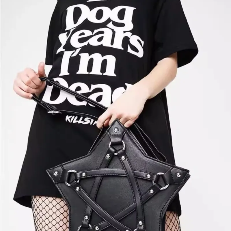 

Hot Girl Vintage Studded Black Crossbody Bag Women Gothic Edgy Leather Handbag Ladies Large Capacity Punk Y2K Mochilas Muje 2025
