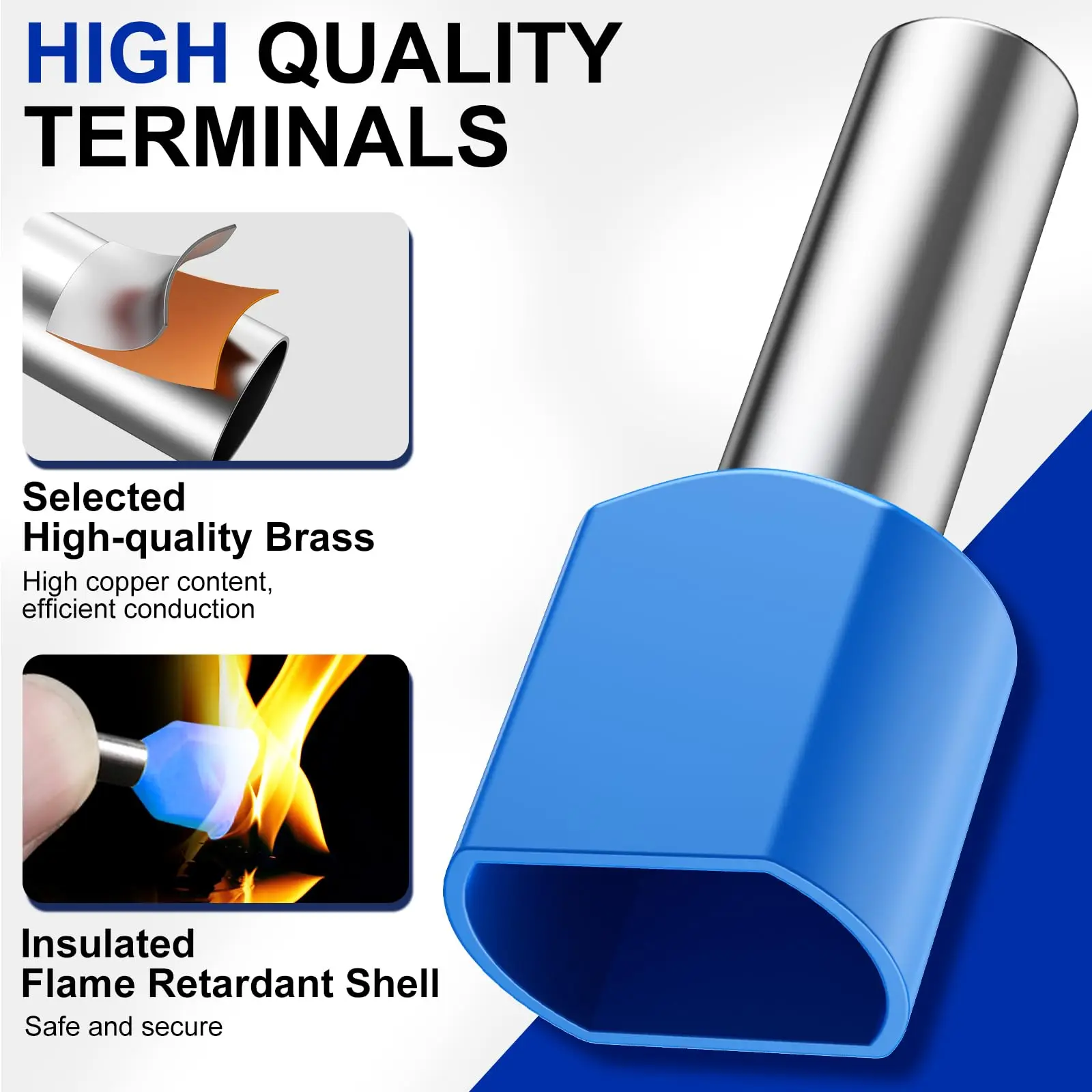 Double Wire Ferrule, Dual Bootlace Ferrule Wire Ferrules Twin Ferrules Connectors Wire Connector Insulated Cord Pin End Terminal