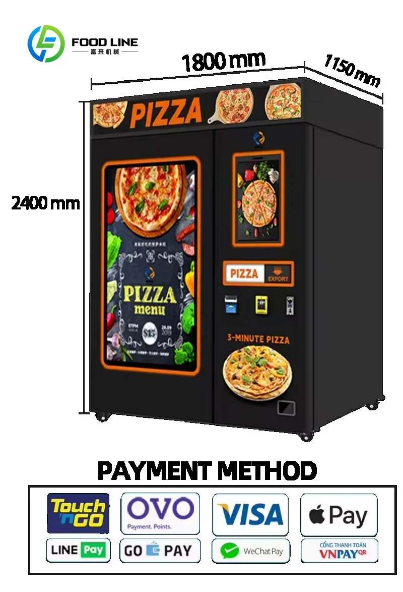 Custom Pizza Vending Machine with Menu Display 24H Self-Service Hot Pizza Automatic Vending Equipment