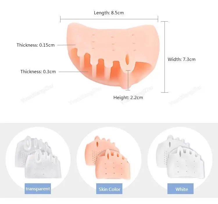 1 Paar Damen-Mittelfußpolster aus Silikongel mit fünf Löchern, Waben-Vorfußkissen, Zehenspreizer, Hallux Valgus Fußpflege – Detail 3