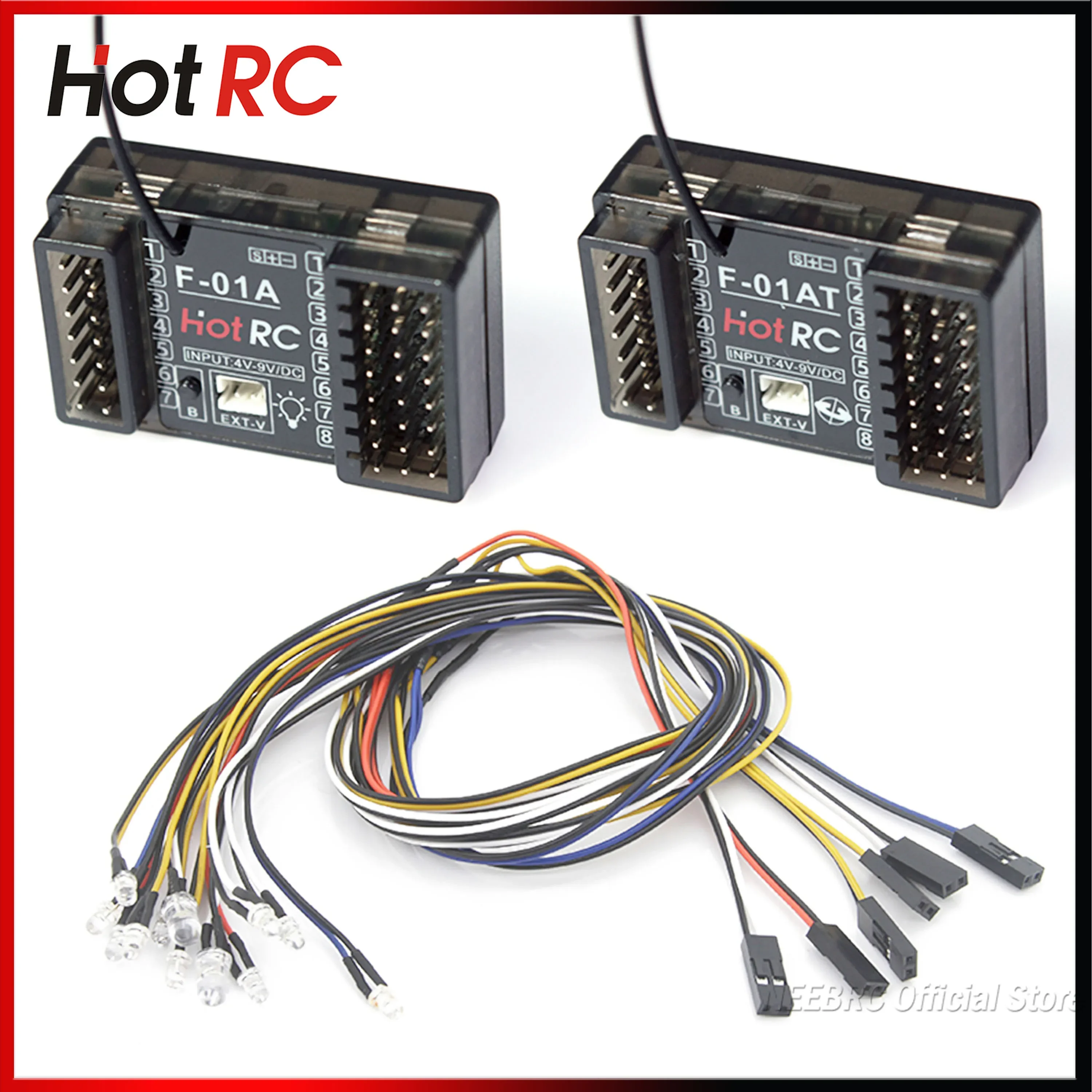 HotRC F-01A F-01AT 8CH 2.4G pouvez-vous ro Récepteur Lampe Contrôle Tension De Retour PWM avec 12LED Lumière pour RC Voiture Avion Précieux Bateau Partie