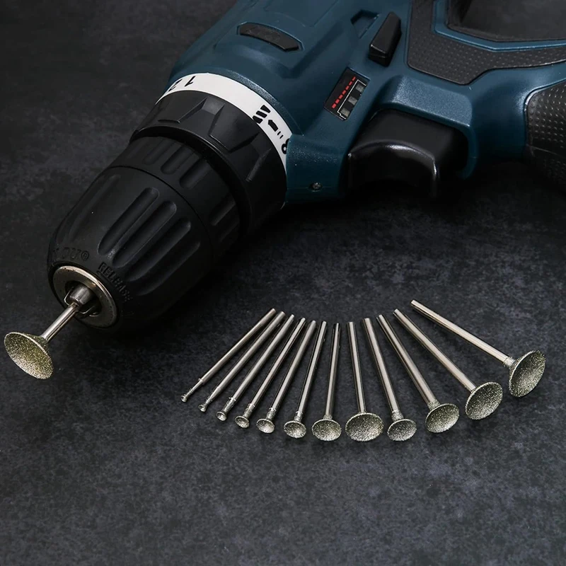 Set di intaglio della pietra punte diamantate compatibili con Dremel, kit di lucidatura da 13 pezzi accessori per utensili rotanti