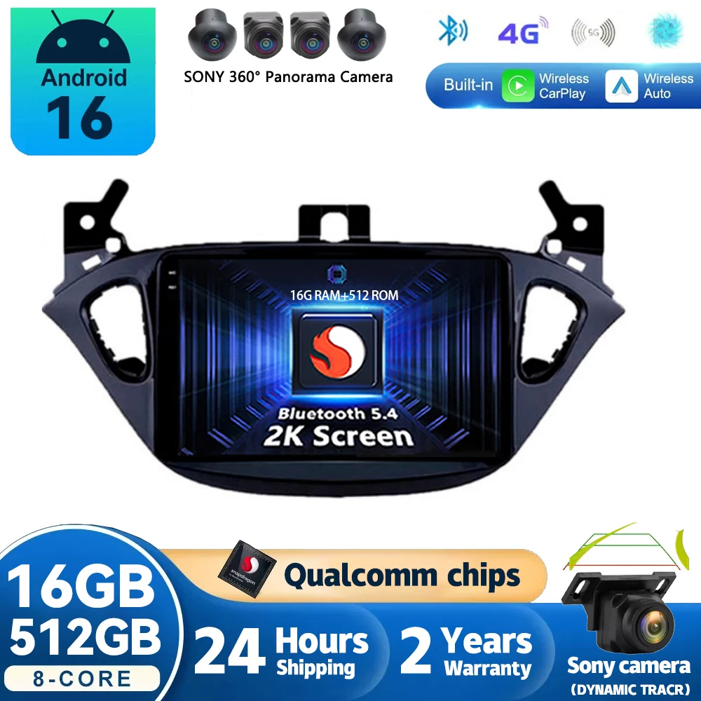 Android 16 Carplay Car Radio For Opel Corsa 2015 - 2019 or Adam 2013 -2016 Navigation GPS Multimedia Player WiFi+4G Stereo video
