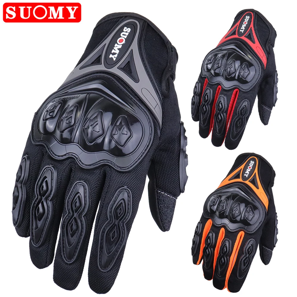 SUOMY-guantes de motociclismo para hombre, manoplas antideslizantes para pantalla táctil, transpirables para carreras de Motocross y deportes al aire libre