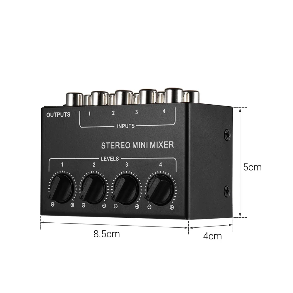 4 6 Channels Passive Mixer Audio Professional Audio Stereo Mixer Sound Mixer Portable RCA Input Ultra Low Noise for Live Studio