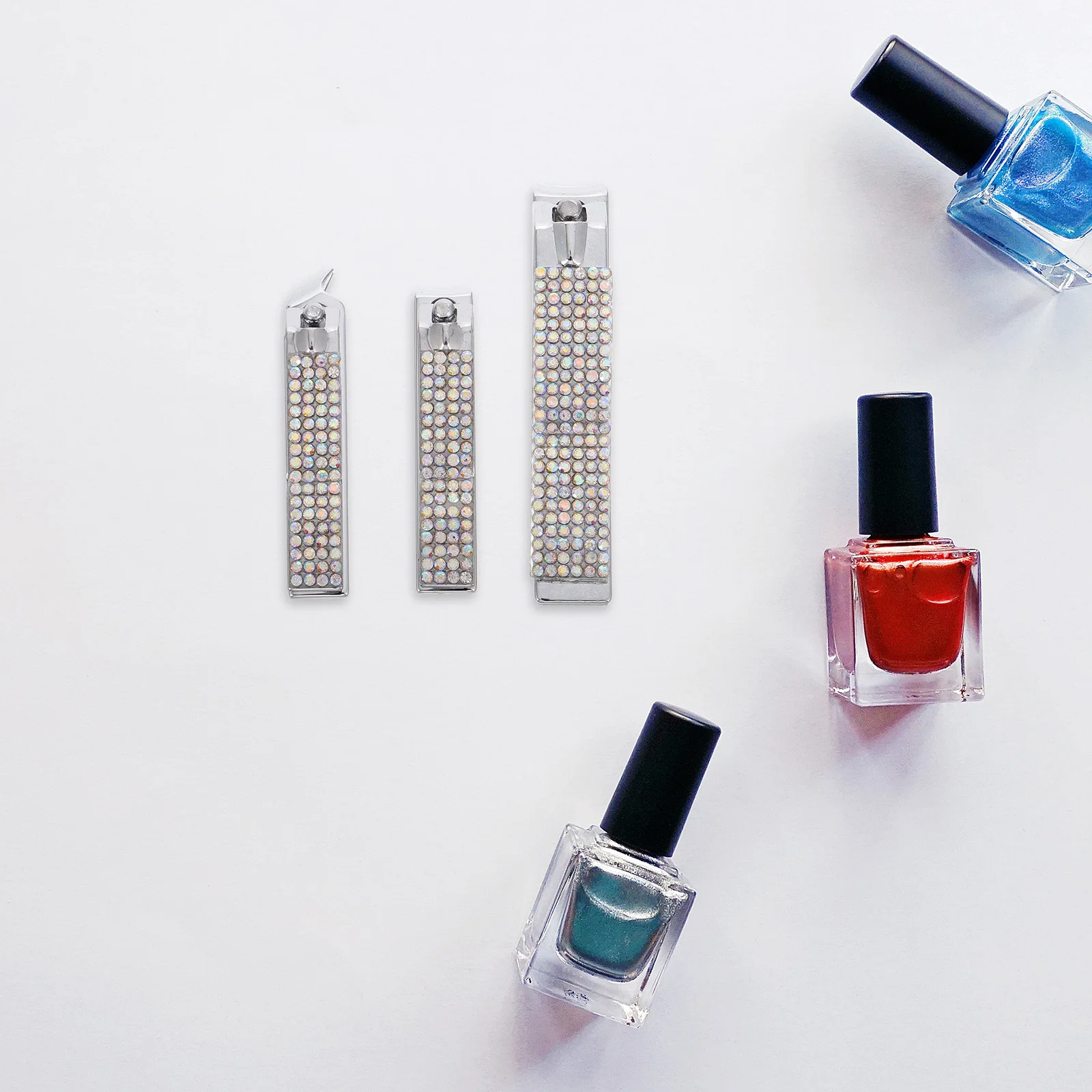 

Diamond Studded Stainless Steel Nail Clipper Set Anti Splash Manicure Pedicure Kit Travel Fingernail Toenail Cutter