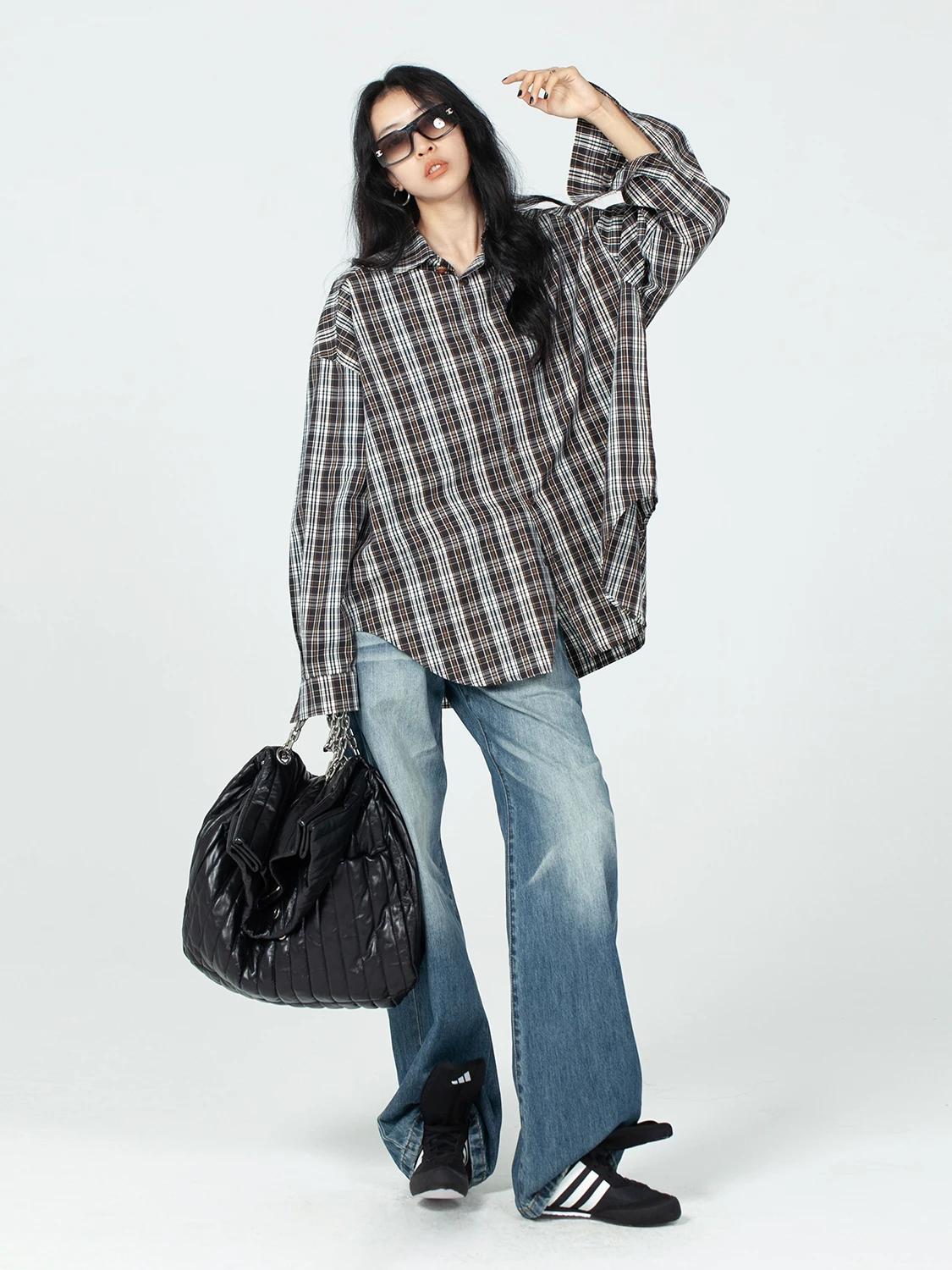 

Biossance Pure Cotton Plaid Long Sve irt American Sle Loose Fit Breathable Comfortable Women's Autumn Spring irt
