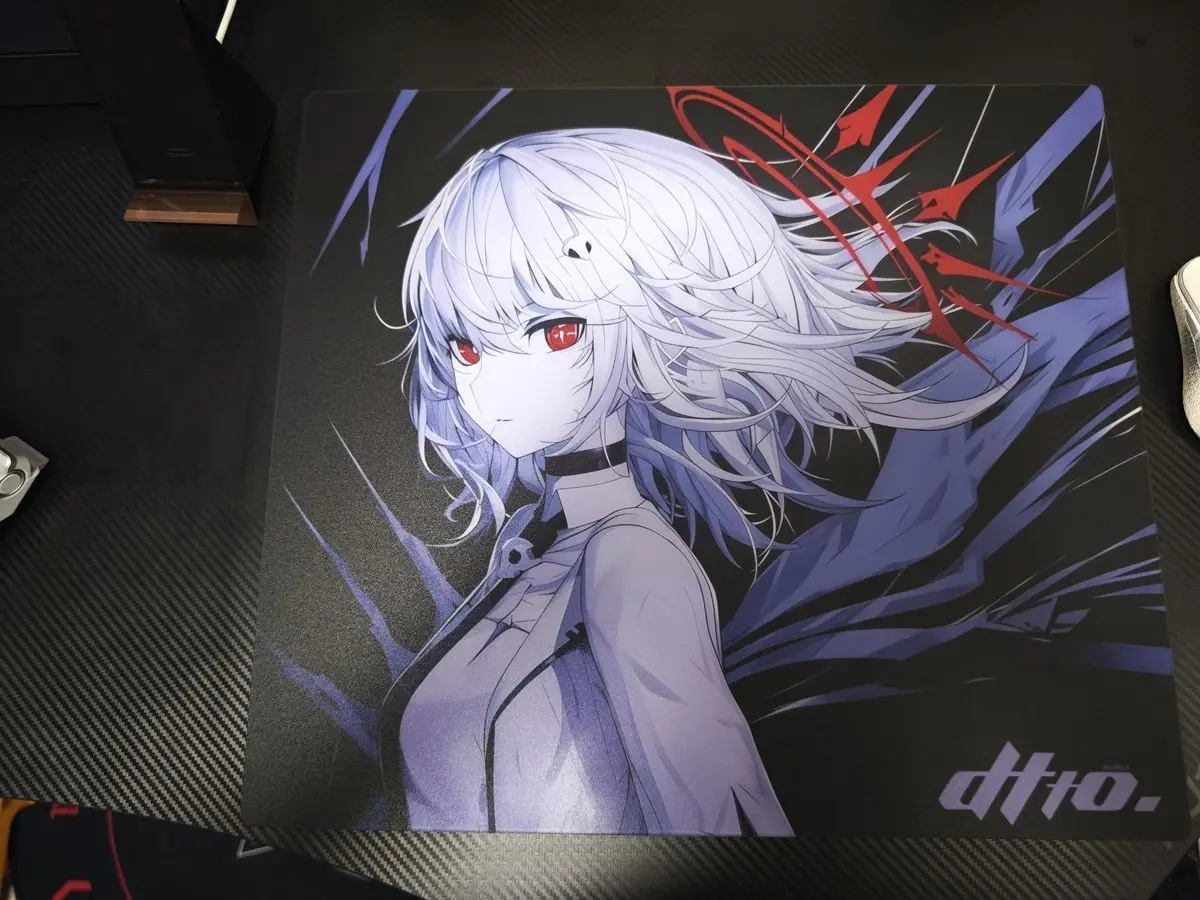 White Haired Girl Animation Anime Glass Gaming Mouse Pad Frosted Surface Desk Tempered Glass Mouse Pad E-Sports Table Mouse Pad