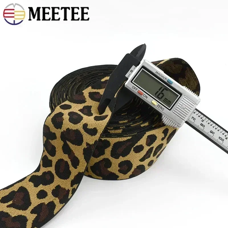 5/10M Meetee 15-50mm Leopard Jacquard Elastic Band Sport Clothing Yoga Pants Streach Ribbon Belt DIY Sewing Accessories