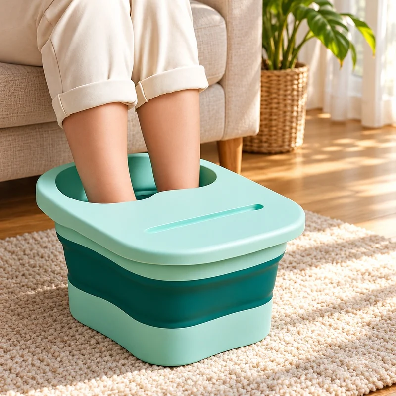 Foldable Foot Bath Tub with Lid, Massage Function, Compact Space-Saving Design for Comfortable Soaking and Convenient Storage