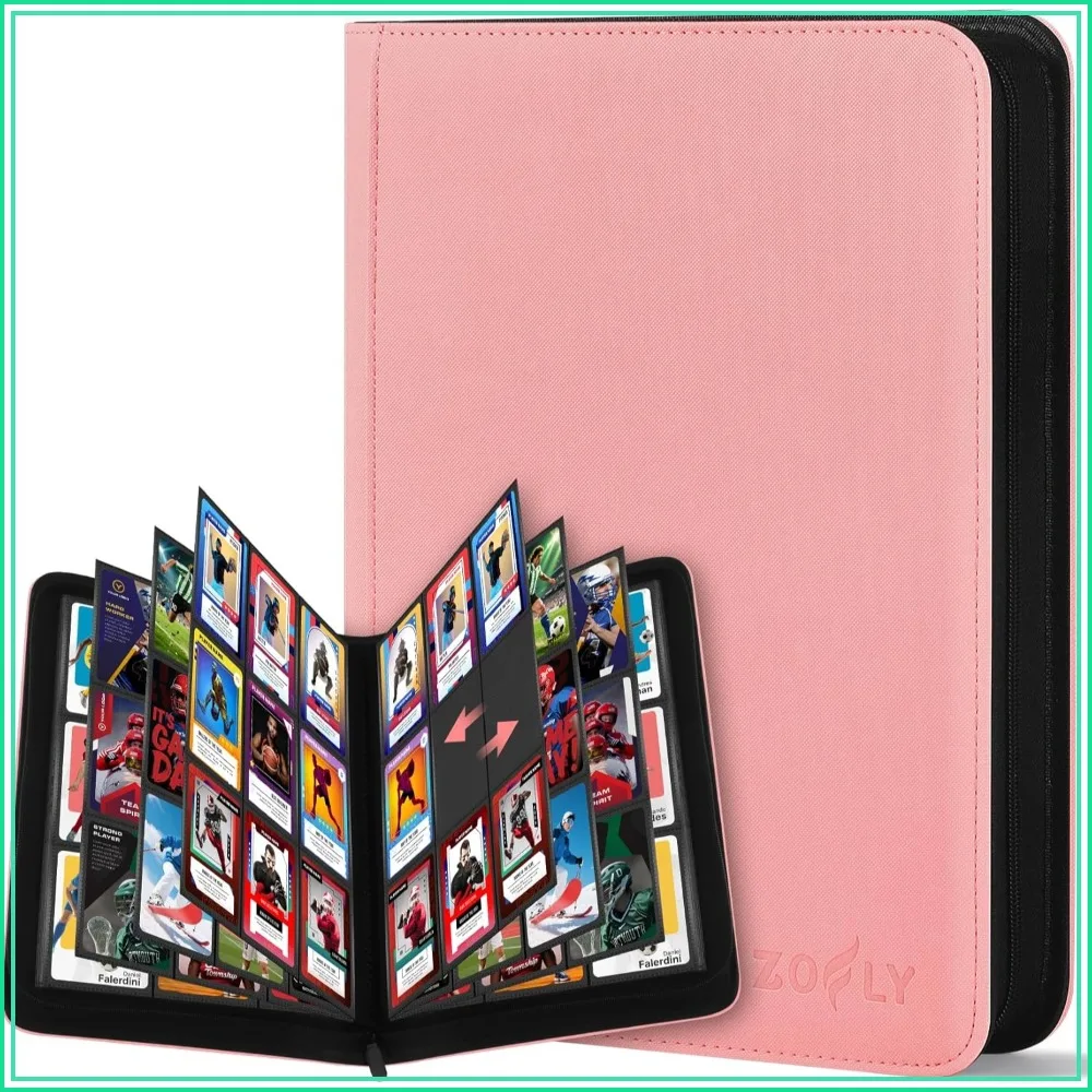 Paquete de 30 carpetas para tarjetas de 9 bolsillos, álbum de carga lateral con capacidad para 540 tarjetas para TCG, MTG, tarjetas deportivas, color rosa