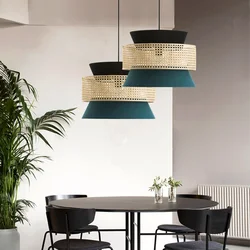 Rattan kreatywne lampy wiszące Rattan abażur Handmade dekoracja lampy Boho oprawa oświetleniowa sypialnia chiński lampa do restauracji