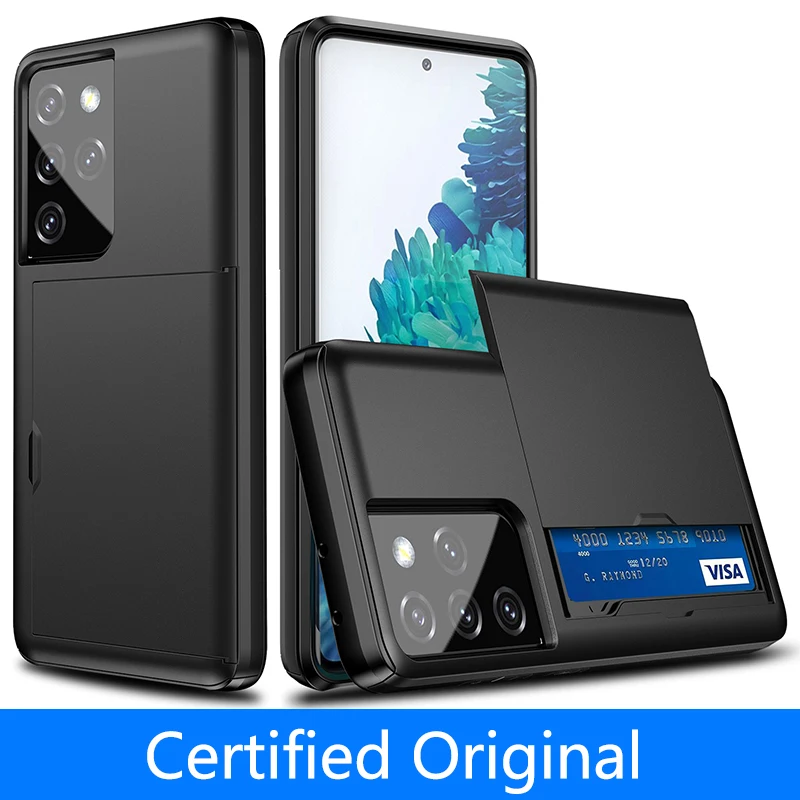 

JDKDOM Slide Card Slot Wallet Case For Samsung A55 A56 A17 Card Bag Cover For Galaxy S25 Edge S24 S23 FE S22 Plus Note 20 Ultra