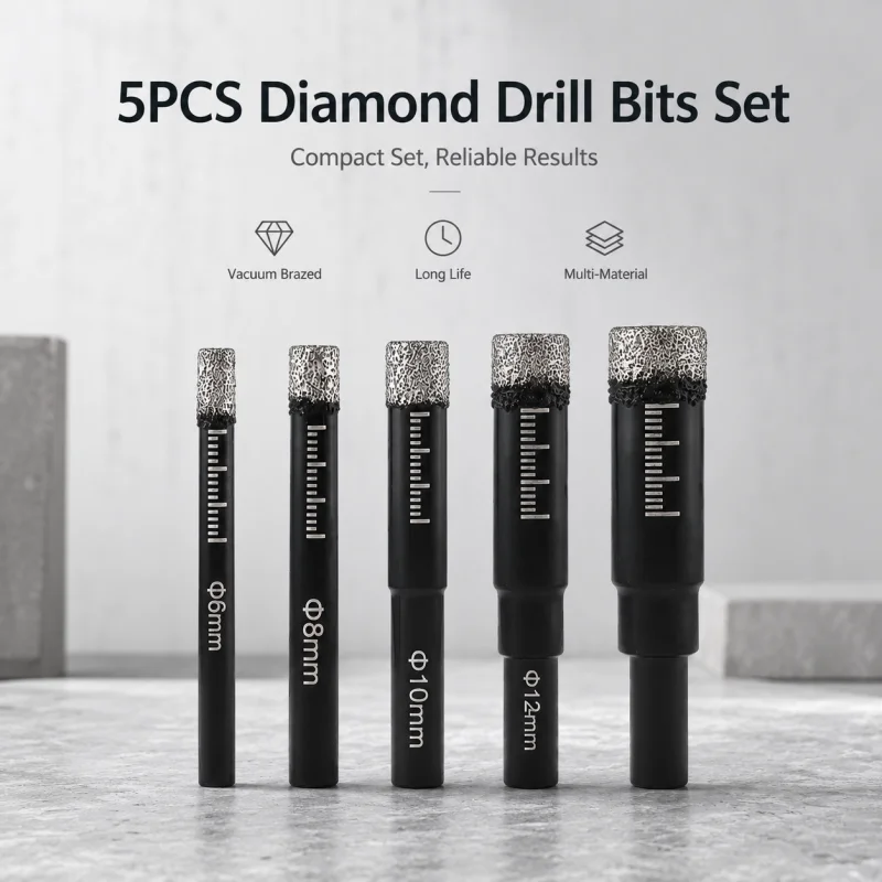 5Pcs Vacuum Brazed Diamond Drill Bit Set 6‑14mm For Tile Porcelain Marble Glass Hole Saw Core Drill BitsAliExpress