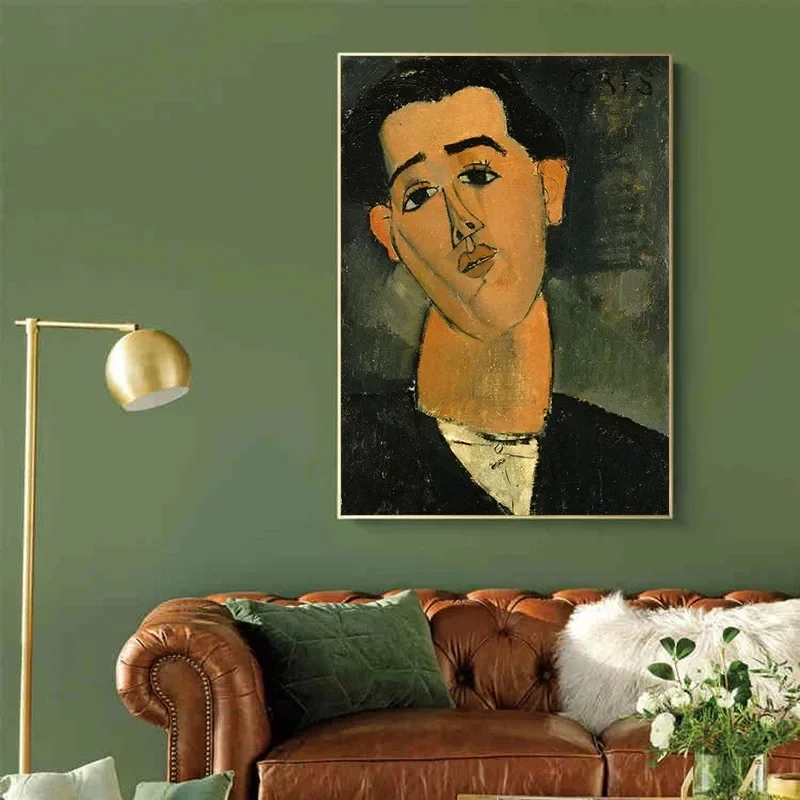 Famous Artist Amedeo Modigliani Artwork Poster Canvas Painting Abstract Portrait of Juan Gris Wall Art Modern Room Home Decor