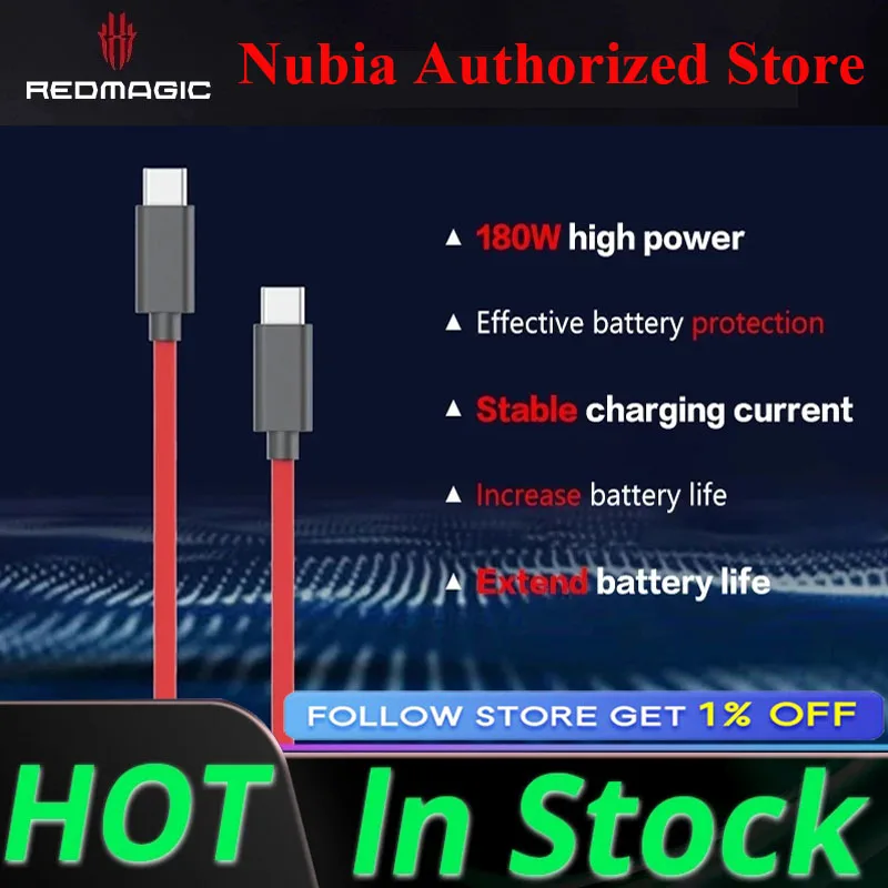 Nubia Redmagic Charging Cable USB Charger Type C to Type C Gaming Date Cable 9A for Nubia Black Shark Phone 18w Fast Charge 1.5m