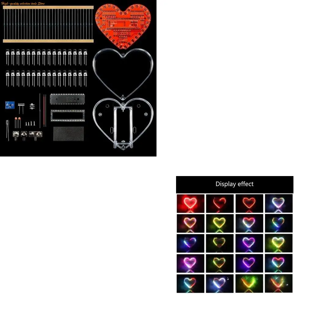 203F DIY Electronics with Heart Shaped RGBs LED Lights, Soldering Practice Set for Students and Creative Gift