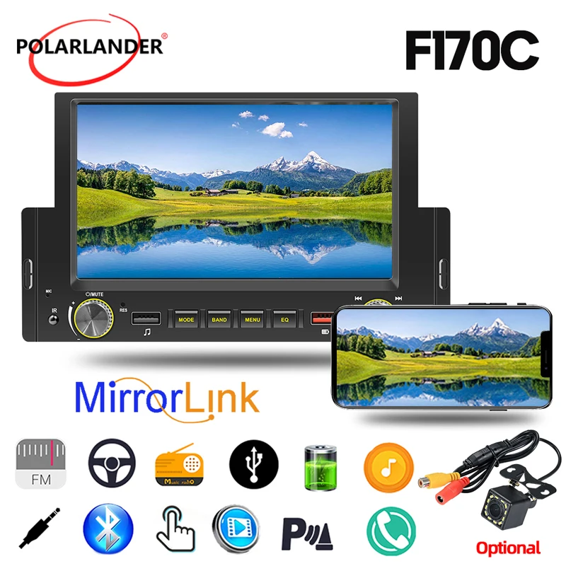 

1DIN Car Multimedia Player 6.2" Microphone MIRROR LINK Bluetooth Steering Wheel Control Car MP5 Player Android AUTO/ CarPlay