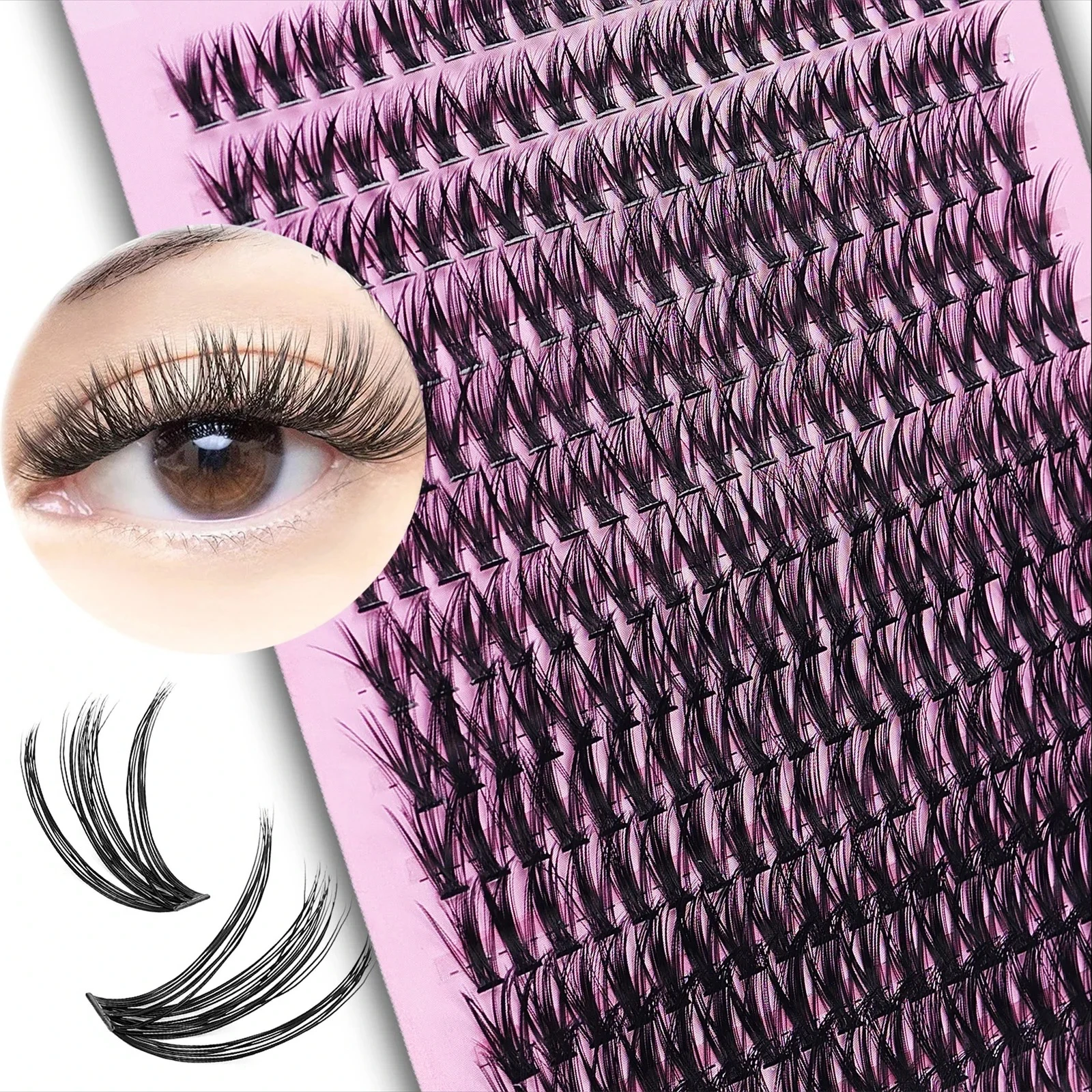 Natural Thick 40D Fake Eyelash 3D Strip Individual Lashes 14 Rows 280 Clusters 8-16mm Mix Cluster Lashes Extension