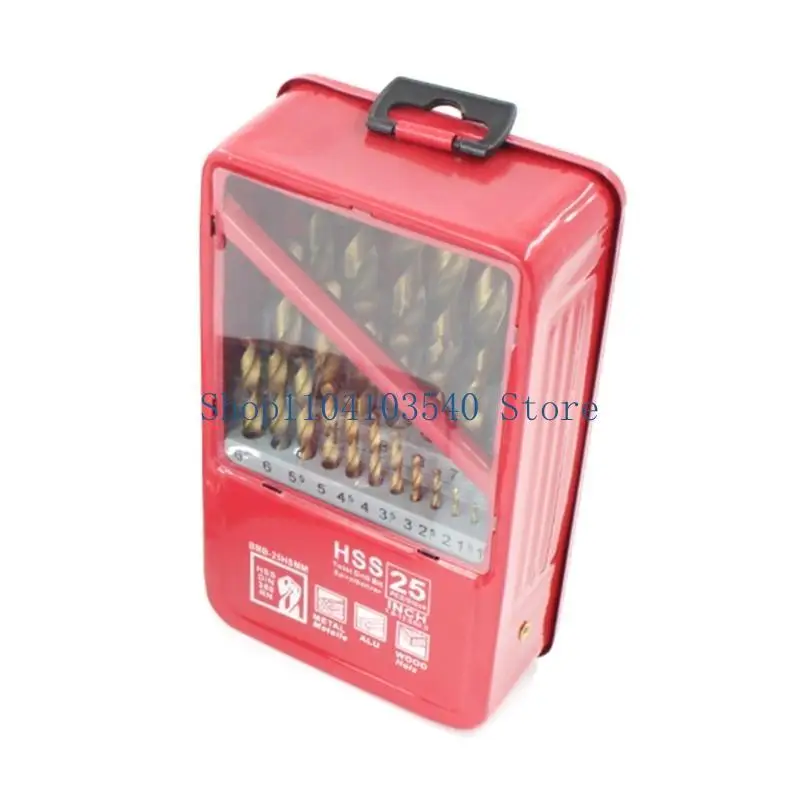 02DC 25Pcs High Speed Steel Drill Bits Twist Drill Bit Set with Storage Box