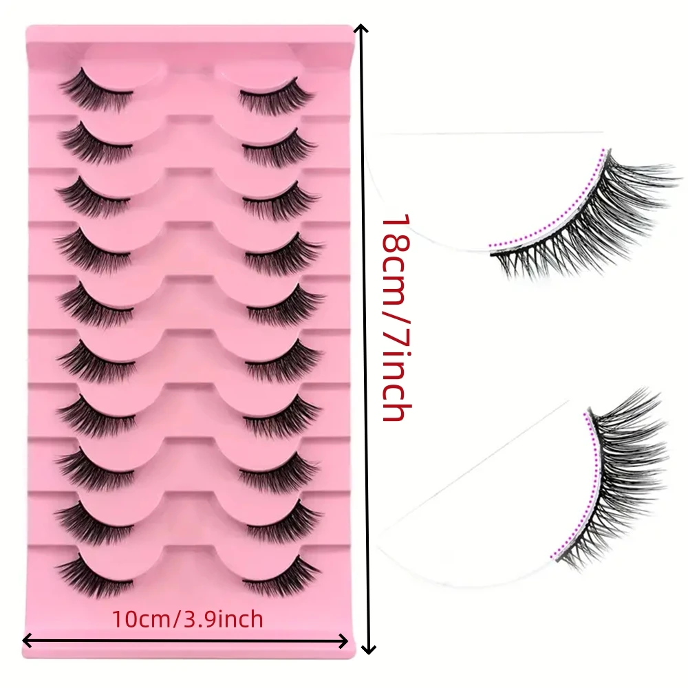 10 pairs of split false eyelashes, 11mm natural and cute half-eyelashes, crossed and fluffy reusable eyelashes
