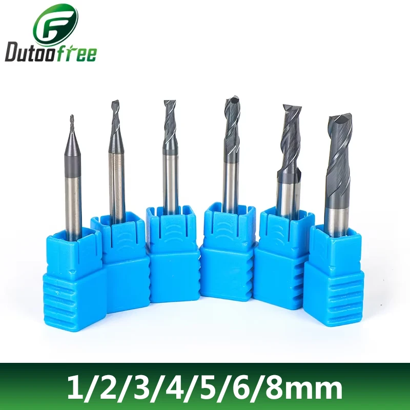 

7PCS/Lot 2 Flute Mill Cutter 1mm 2mm 3mm 4mm 5mm 6mm 8mm High Quality Tungsten Steel Endmill Cutting Machine Tools For Home DIY