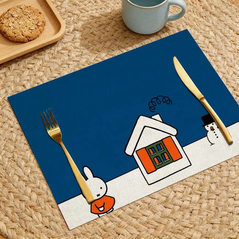 M-Miffy Kawaii Placemats For Cafes Casual Restaurants Outdoor Picnics Camping