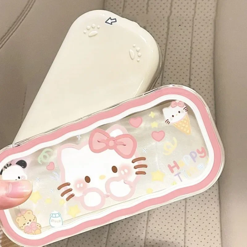 MINISO Sanrio Hello Kitty Glasses Storage Box Anime Kawaii Cute Cartoon Girly Heart Sunglasses Protective Case Gifts for Girls