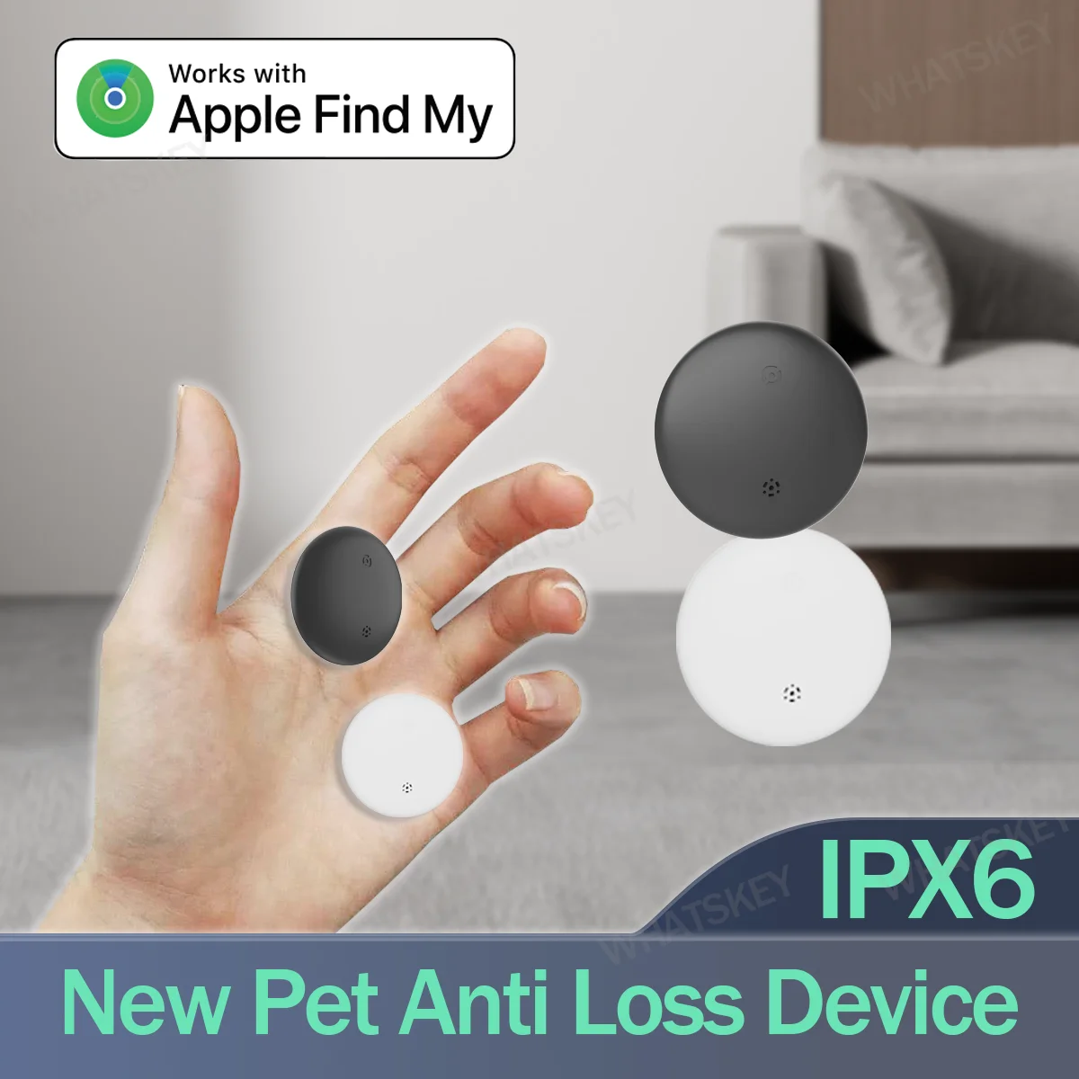 Mini localizzatore anti-perdita per auto, localizzatore di moto, localizzatore di cani e gatti, rilevatore di animali domestici, intelligente, fornito con corda, compatibile per IOS Trova la mia APP