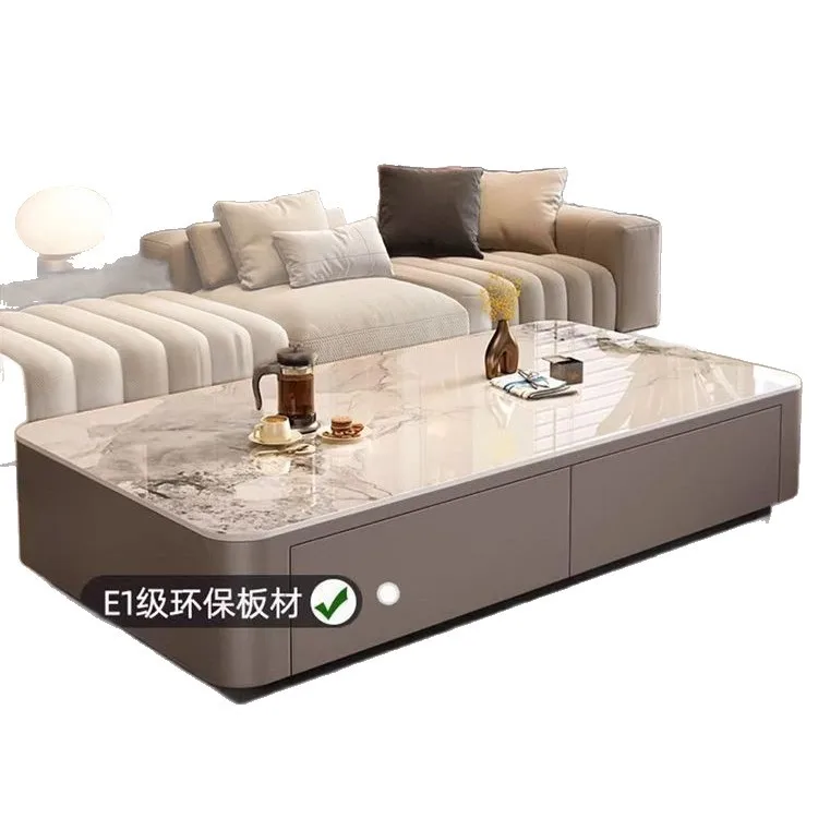Soft-wrapped coffee table, living room, home 2025 new light luxury cream-style high-end floor-standing coffee table