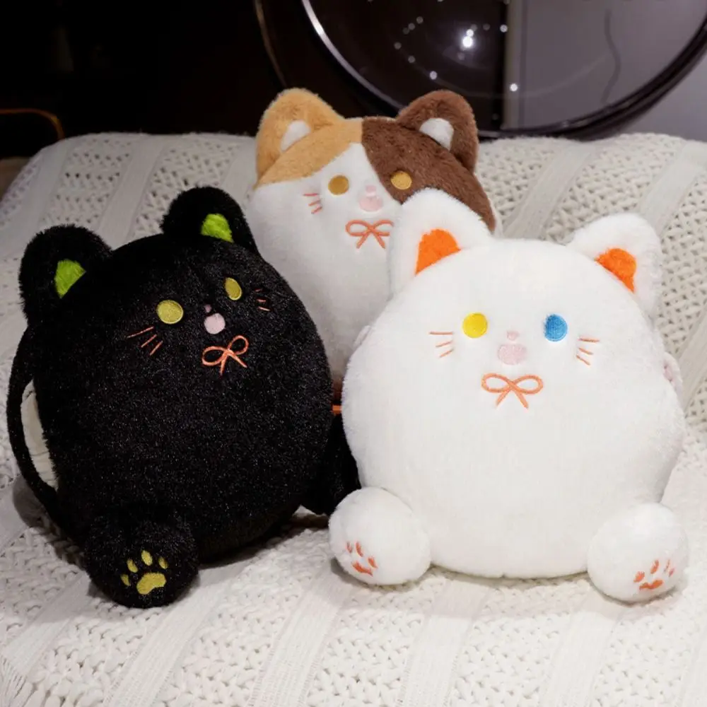

PP Cotton Calico Cat Plush Toys Smile with Hand Pocket White Cat Plush Pillow Funny Cute Black Cat Plush Doll Home Decor