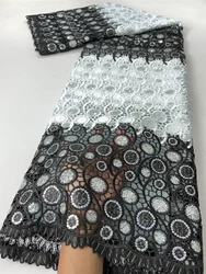 2024 Latest African Guipure Cord Lace Fabric Nigerian Water Soluble Lace Fabric Sequins Lace for Women Party Dresses Sew TY3668