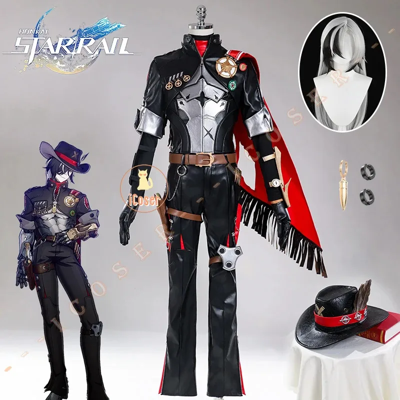 Honkai 스타 레일 Boothill 코스프레 의상 가발 유니폼 귀걸이 모자 망토 갤럭시 레인저 할로윈 파티 여성용 남성용 Prop iCoser