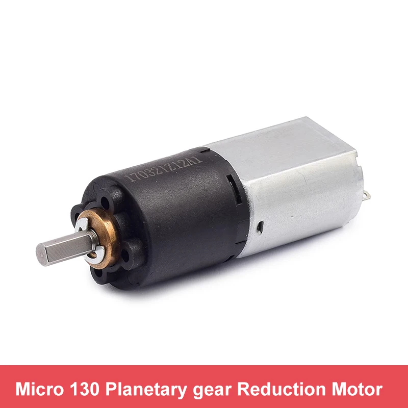 Precious 130 Planetary Gear Reducer Mute Motor DC 12V 52 RPM Slow Speed 3-stage Plastic Gearbox D-shaft 144:1 Reduction Ratio