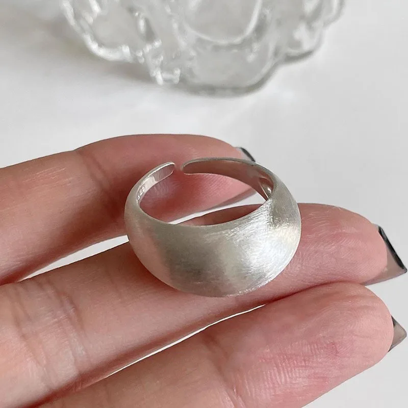925 Sterling Silver Ladies Luxury Jewelry Elegant Tellipse Geometry Sanding Simple Rings For Women Accessories Argent 925