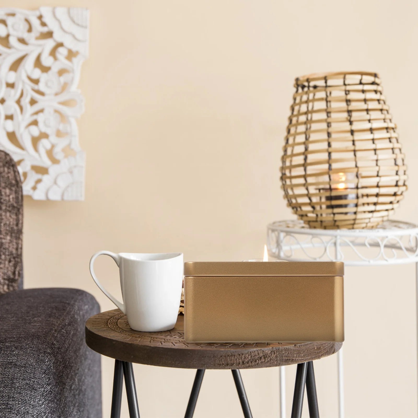 

2Pcs Rectangular Tinplate Tea Storage Box Bulk Loose Tea Organizer Lid Sealed Household Container Rectangular Storage Box