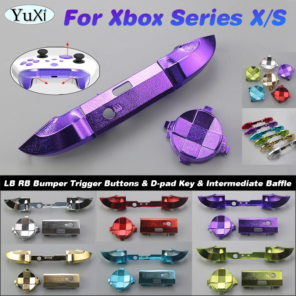 

For Xbox Series X/S Controller RB LB Bumper Trigger Button Dpad Key Middle Bar Holder Chrome Plating Button Cap Replacement Part