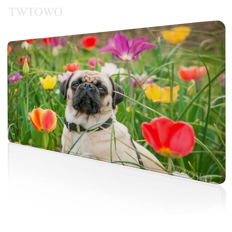 Dog Pug Mouse Pad Gaming XL Custom HD Mousepad XXL keyboard pad Desk Mats Natural Rubber Soft Carpet Office Desktop Mouse Pad