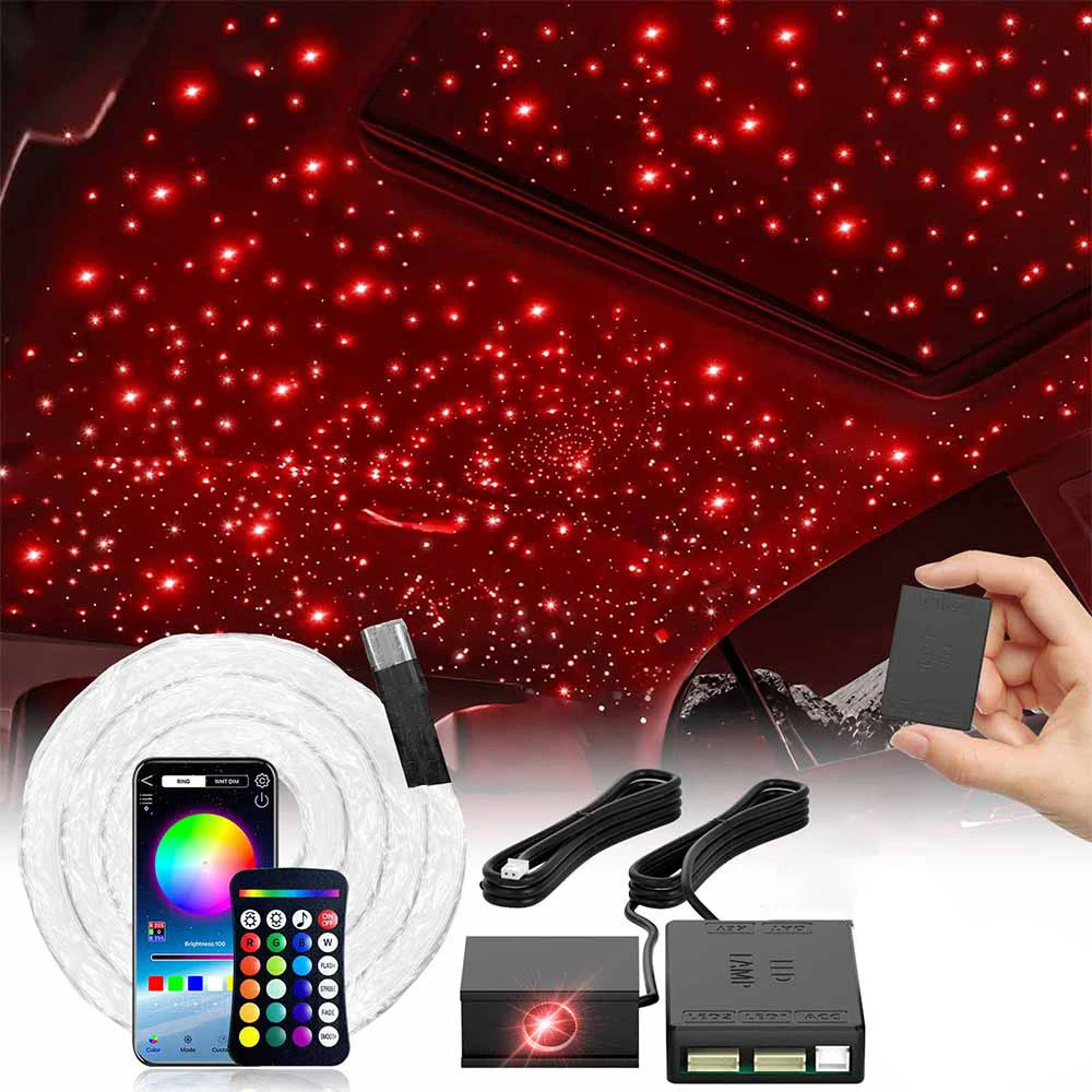 RGBW 1+1 Split Machine Car Roof Star Light Atmosphere APP Control DIY Fiber Optic Star Ceiling Light Starry Sky ceiling for Car